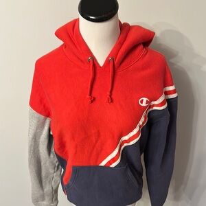 Champion Colorblocked Women's Red and Blue Hoodie